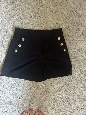 H&M Black High-Rise Shorts with Gold Button Detail